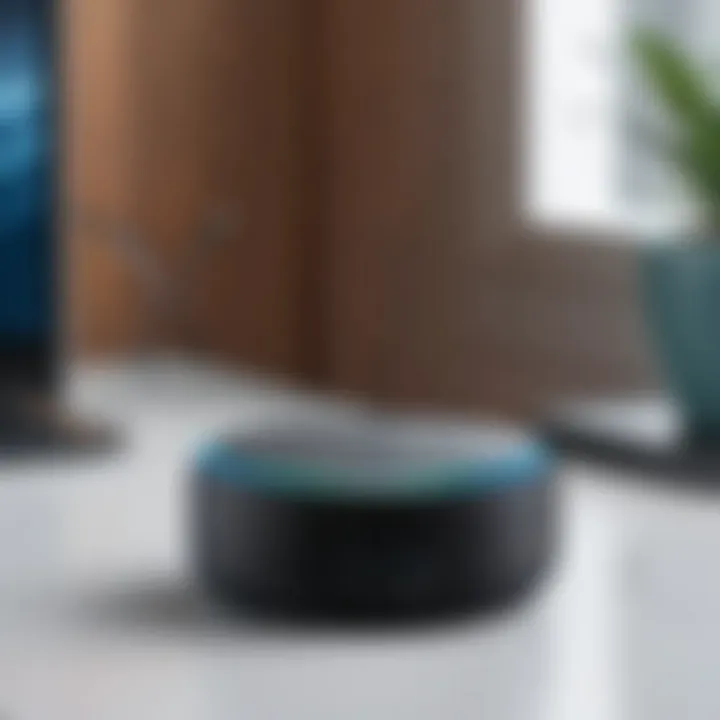 User interacting with Amazon Echo Dot through voice commands