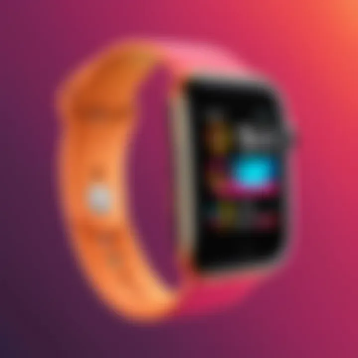 Colorful fitness tracker highlighting various features.