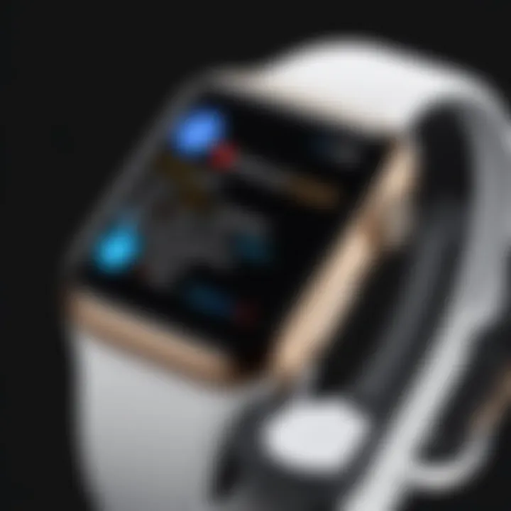 Close-up of Apple Watch displaying translation in multiple languages