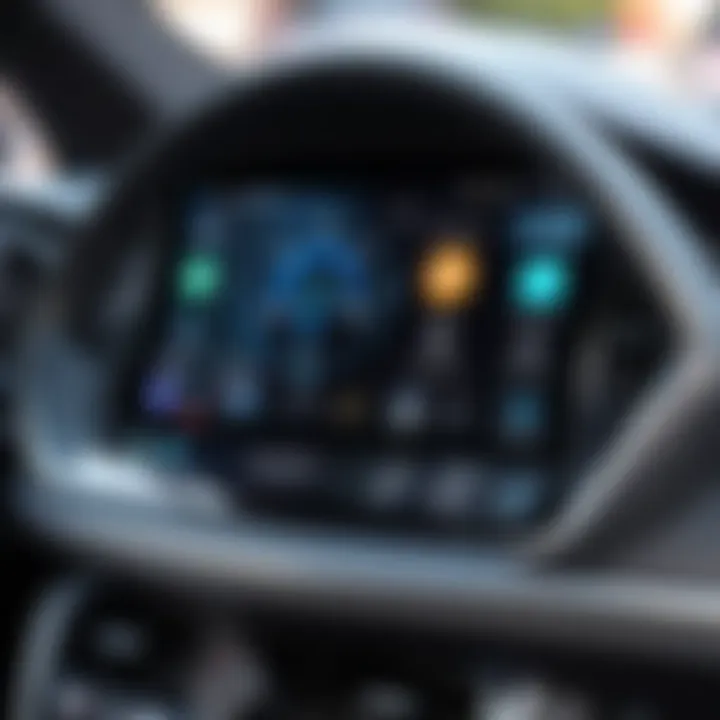 Close-up of a digital screen showcasing various car locating apps