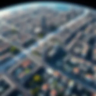 Urban Landscape Detailed by Satellite Technology Satellite technology showcasing the intricate details of urban landscapes.