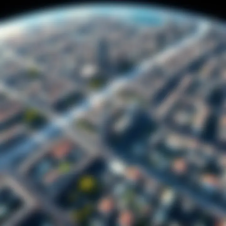 Urban Landscape Detailed by Satellite Technology Satellite technology showcasing the intricate details of urban landscapes.