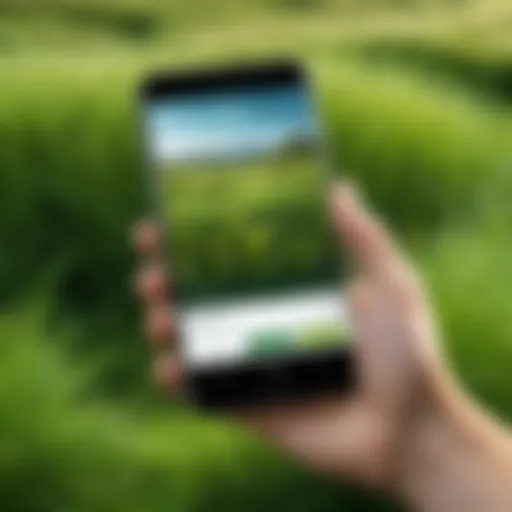 A user interacting with a grass identification app on a smartphone.