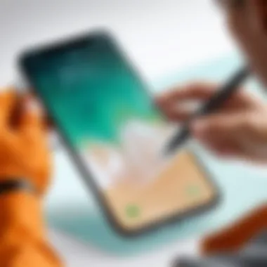 User applying glass screen protector with precision