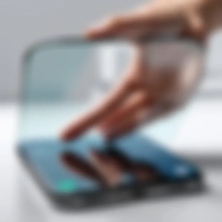 Close-up of glass screen protector showcasing clarity and touch sensitivity