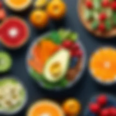 Diverse Healthy Foods in Nutrition Apps Illustration showcasing a variety of healthy foods app interface