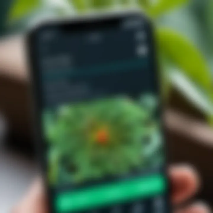 Close-up of a smartphone screen displaying detailed plant disease information