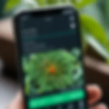 Detailed Plant Disease Information Displayed on Smartphone Close-up of a smartphone screen displaying detailed plant disease information