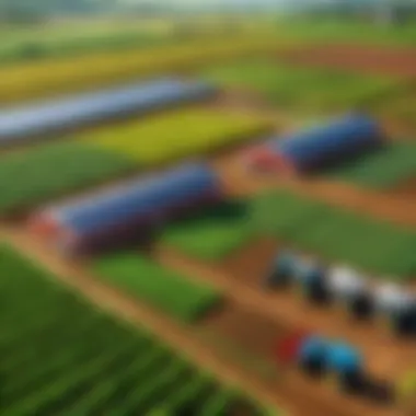 Sustainable Farming Practices Enhanced by Technology Digital illustration showcasing sustainable farming practices supported by technology