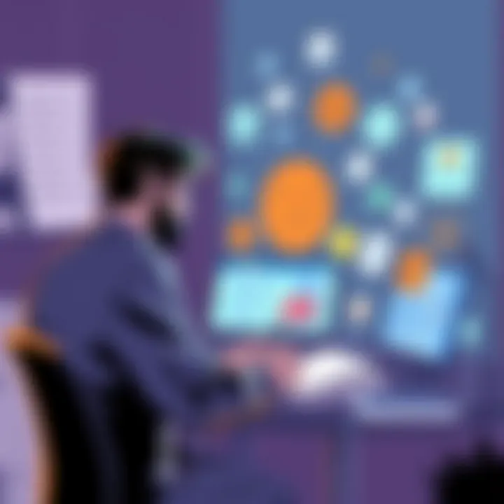 Organizing Ideas with Writing Software A writer brainstorming ideas and organizing thoughts with writing software