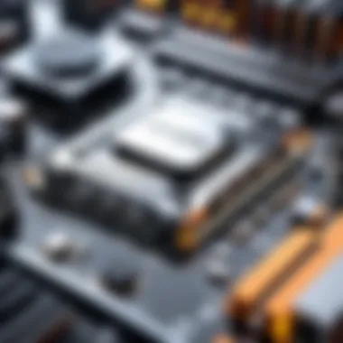 Detailed view of motherboard sockets and slots for optimal CPU performance