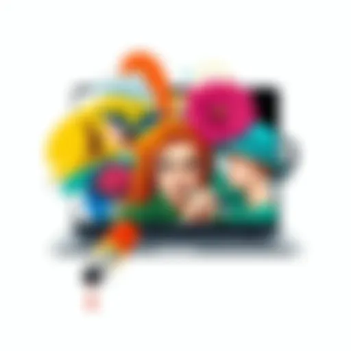 Vibrant Digital Collage A vibrant digital collage showcasing various artistic styles