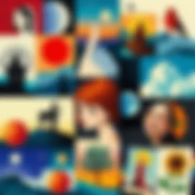Diverse Art Styles in Collages Creative collage showcasing diverse art styles