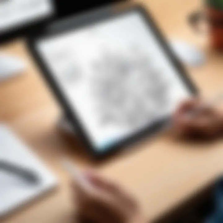 An artist using the Apple Pencil on the iPad Pro, immersed in creative expression