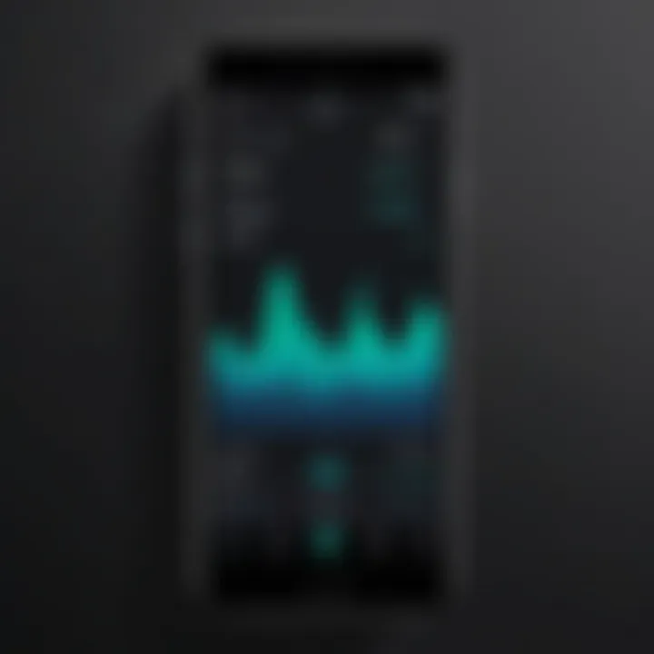 Close-up of audio levels on iPhone screen