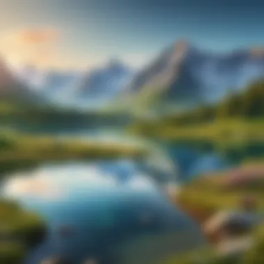 Natural landscape wallpaper showcasing mountains and lakes