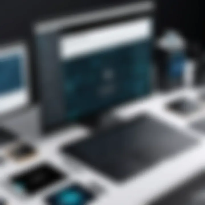 Illustration of a digital workspace with font design software open