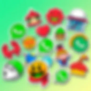 Creative WhatsApp sticker designs showcasing vibrant colors and unique themes