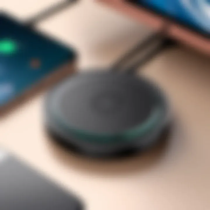 Close-up of the wireless charging pad showing its sleek surface