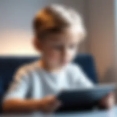 Child using tablet with a thoughtful expression