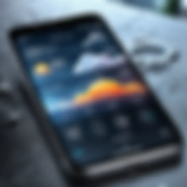 A smartphone displaying a weather application interface with real-time updates.