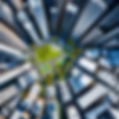 Urban Landscapes in High Resolution Aerial view showcasing detailed satellite imagery of urban landscapes.