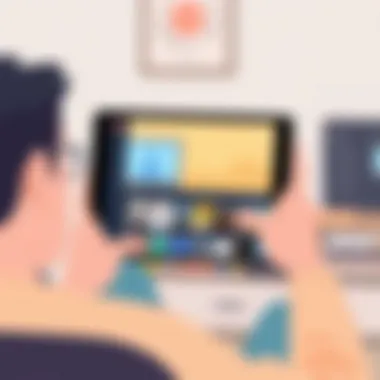 Engaging with Streaming Technology A user browsing a streaming app on a tablet