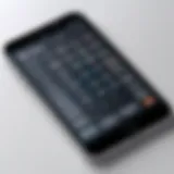 A sleek smartphone displaying an algebra calculator app interface