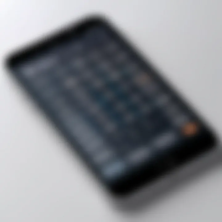 A sleek smartphone displaying an algebra calculator app interface