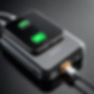 Close-up of an iPhone connected to a charger