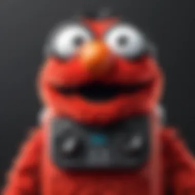 Detailed View of Elmo Voice Changer Controls Close-up of Elmo voice changer showcasing its controls