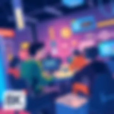 Social Dynamics in Gaming A vibrant scene of players engaged in multiplayer gaming