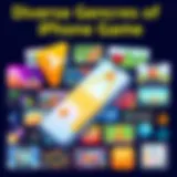 Vibrant collage of popular iPhone games showcasing various genres