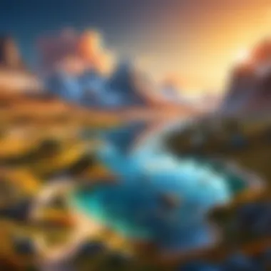 A digital canvas displaying a stunning landscape created with free computer art applications, emphasizing creativity and imagination