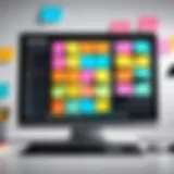 Colorful digital sticky notes on a computer desktop