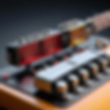 An arrangement of different types of electronic guitar tuners on a table