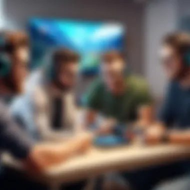Social Aspects of Gaming A group of friends enjoying a multiplayer game on their devices.