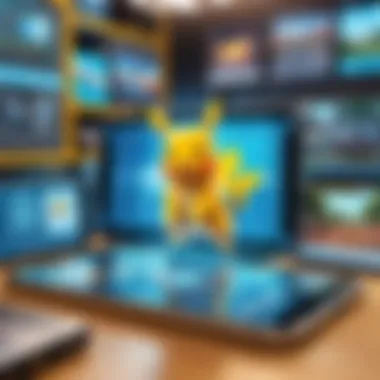 Technology Behind Pokémon Scanning A digital illustration showcasing the technology behind Pokémon scanning, highlighting augmented reality layers.