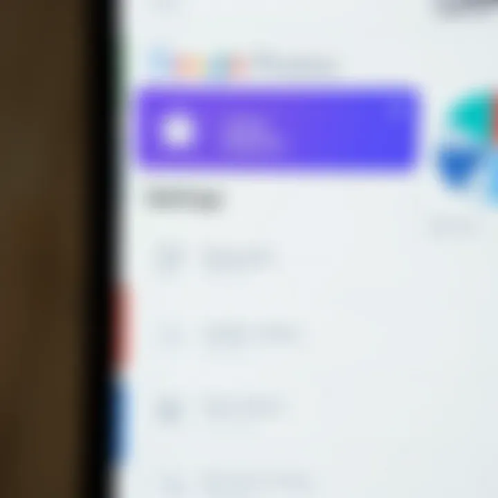 Google Photos Settings Menu A close-up view of the settings menu in Google Photos for managing hidden folders.