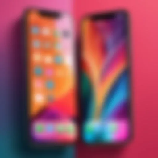 Aesthetic iPhone home screen showcasing vibrant skin designs