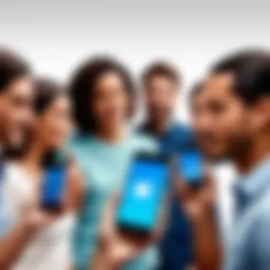 Group Communication with iPhone Group of individuals using iPhones to communicate in Spanish