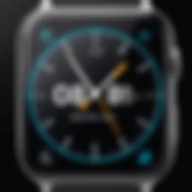 Close-up of a digital watch face with advanced features