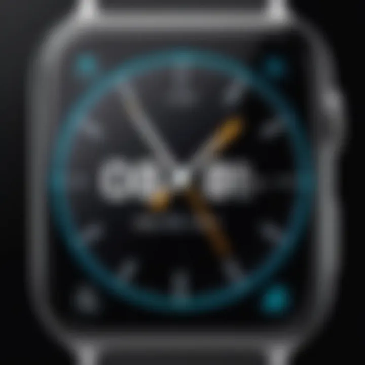 Close-up of a digital watch face with advanced features