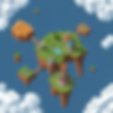 A detailed map showcasing various Skyblock servers