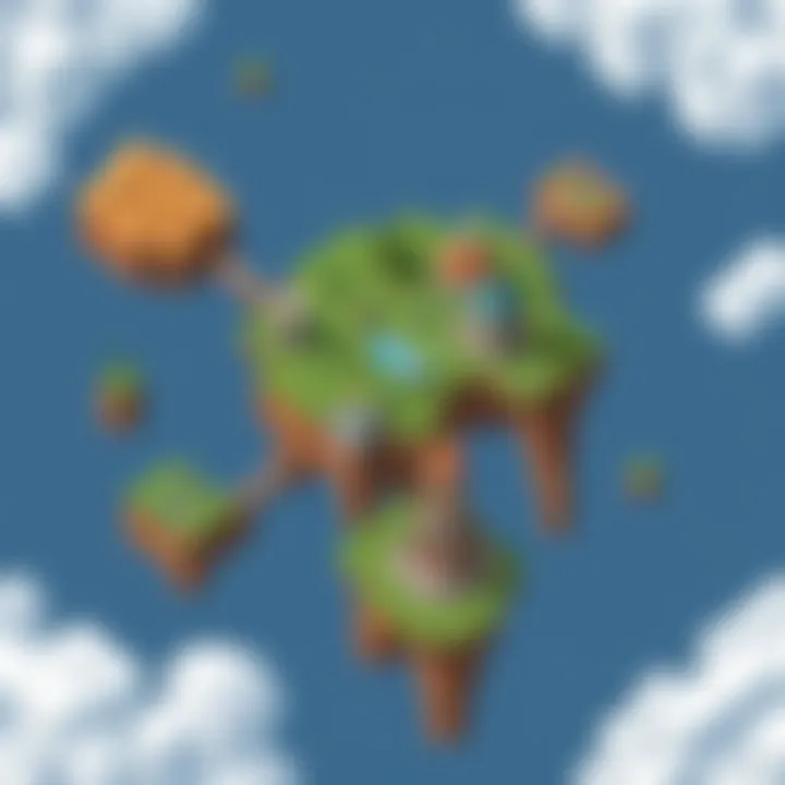 A detailed map showcasing various Skyblock servers