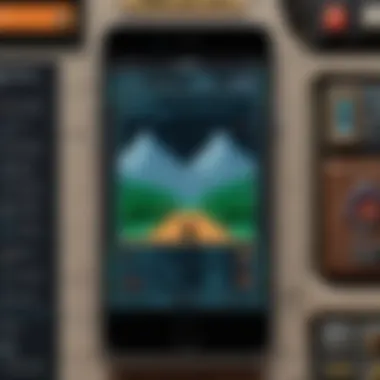 Vintage RPG Game Interface A classic mobile RPG game interface showcasing pixel art graphics