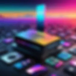 A vibrant digital landscape showcasing various music platforms