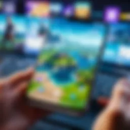 High-performance gaming smartphone layout with Fortnite on the screen