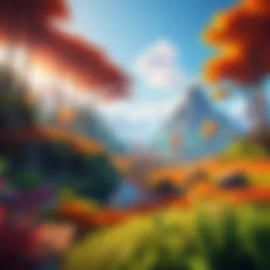 Vibrant Survival Landscape A vibrant landscape showcasing elements of survival gameplay similar to Minecraft.