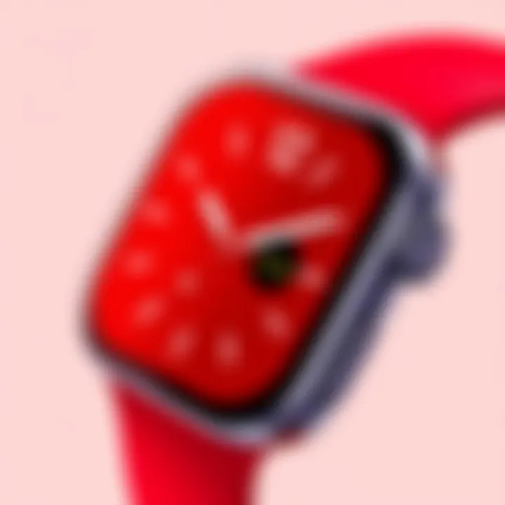 Striking Red: A Bold Choice Close-up of a vibrant red Apple Watch Series 6